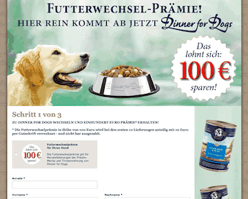 Dinner for Dogs Futterwechsel-Prämie